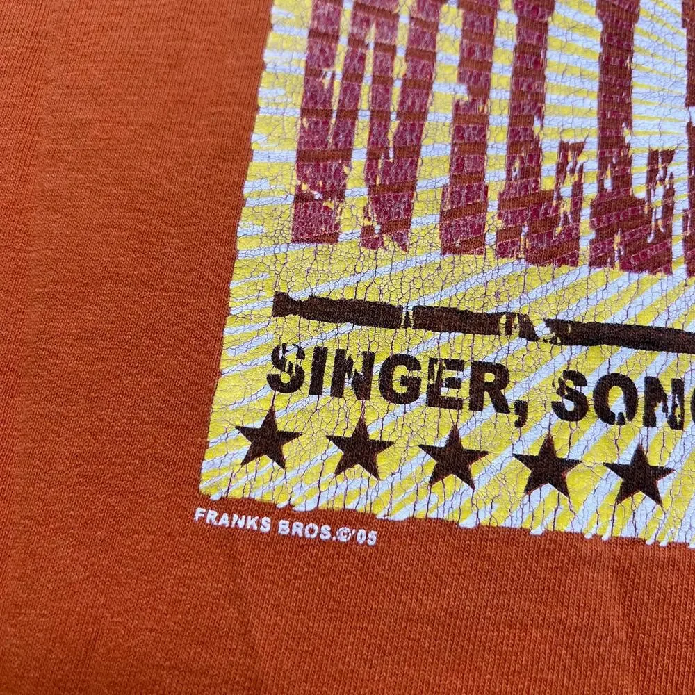 2005 Willie Nelson Whiskey For My Men Beer For My Horses T‎ Shirt Large Orange